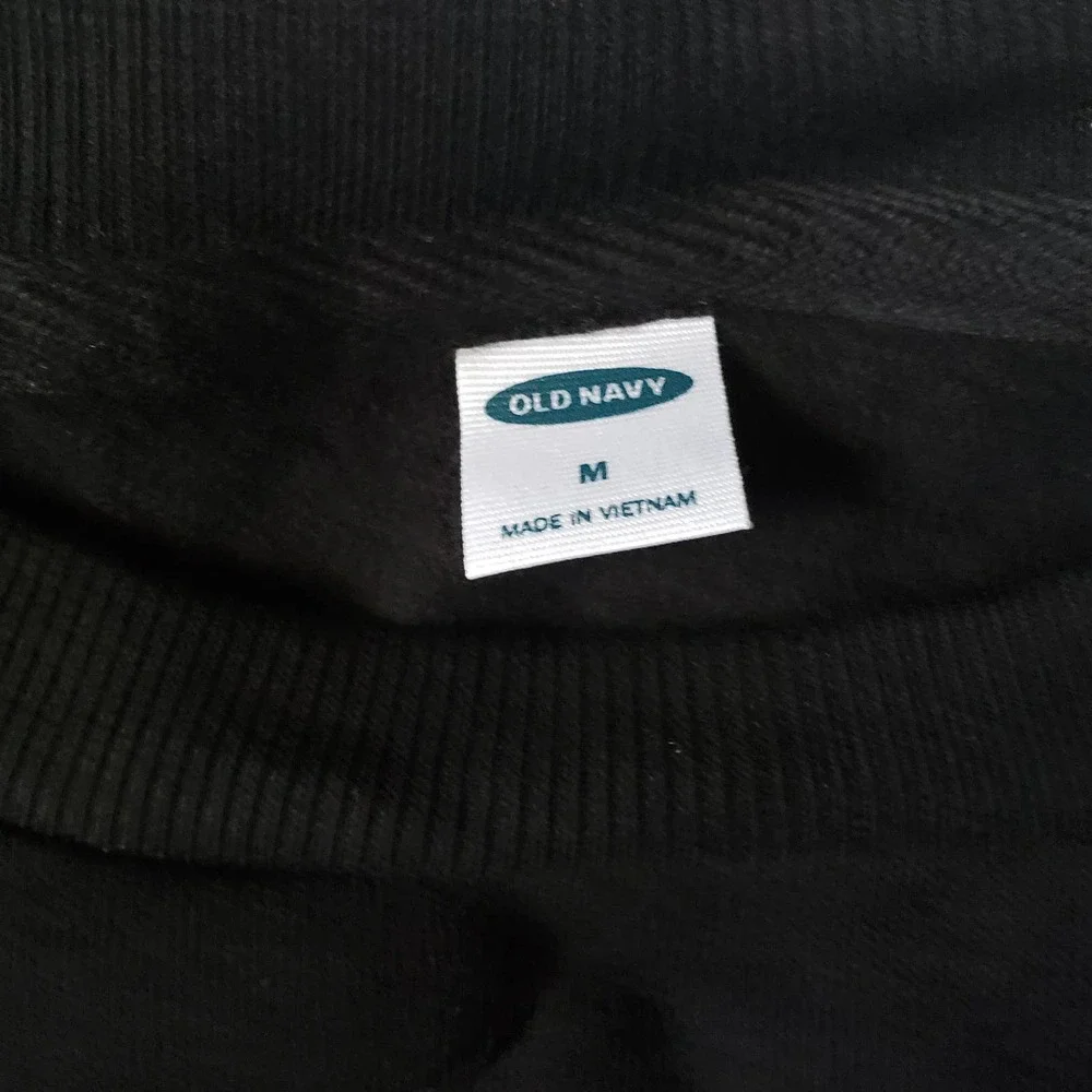 OLD NAVY black cropped top pullover sweatshirt M - Picture 6 of 7